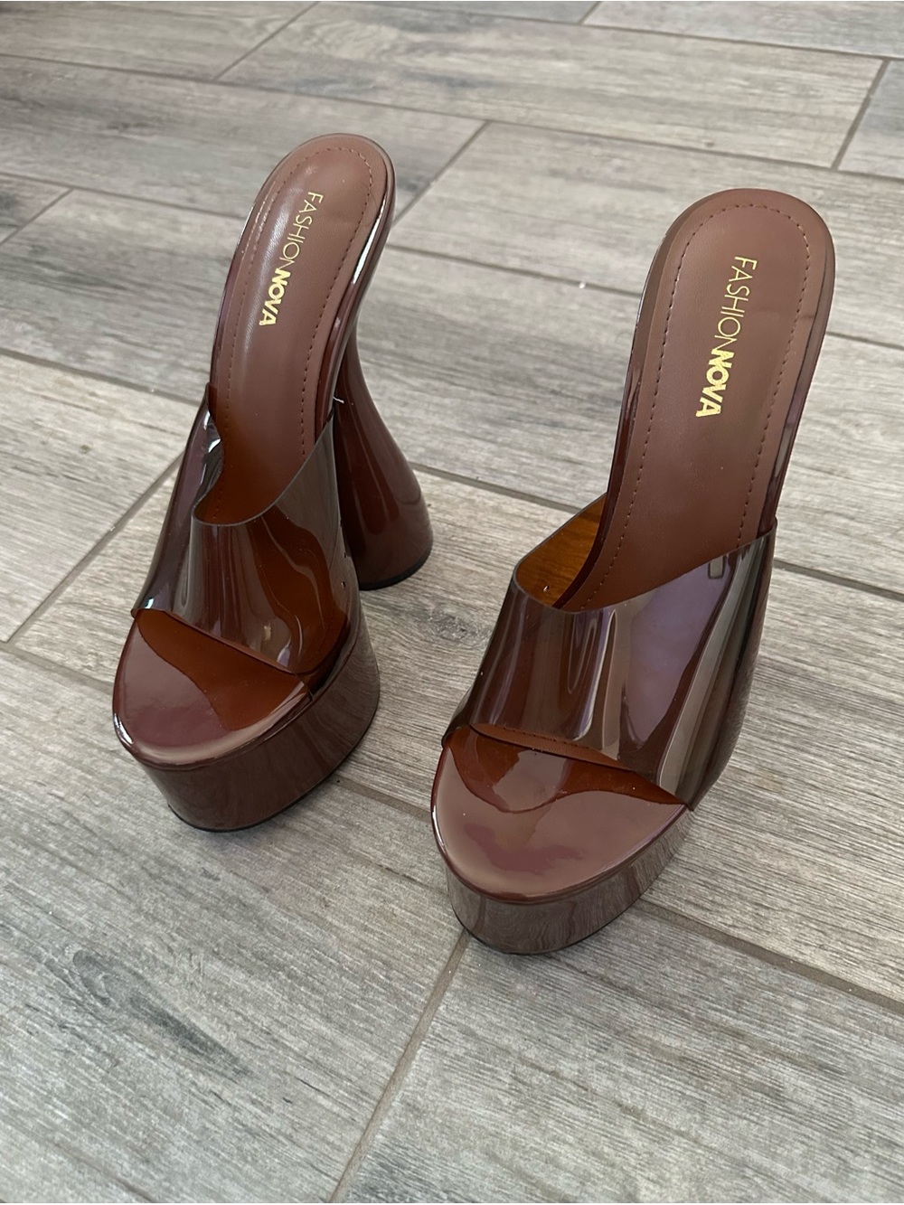 Fashion Nova Take You Everywhere Extreme Platform Heels Chocolate Brown Size 8
